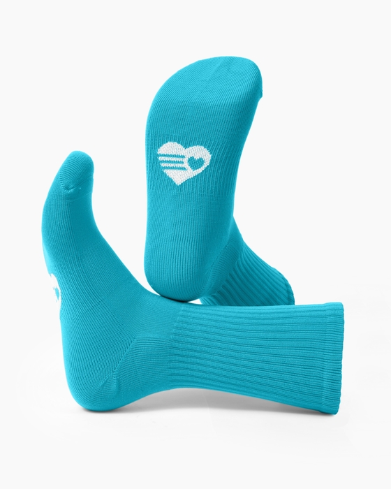 1552 Sport Ribbed Crew Socks Neon Blue